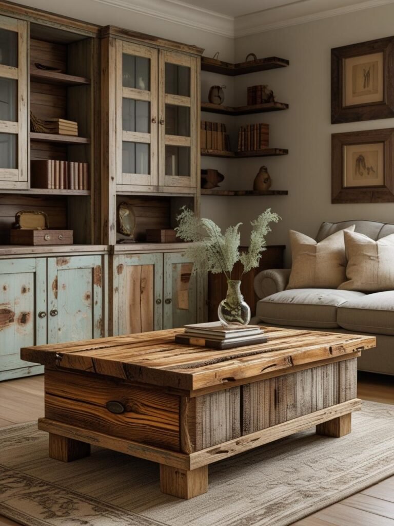 Distressed Wood Furniture living room
