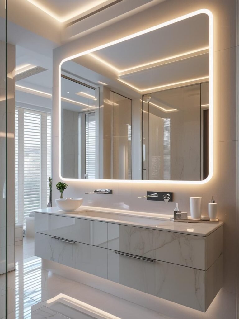 Large Mirror to Open Up the Space bathroom