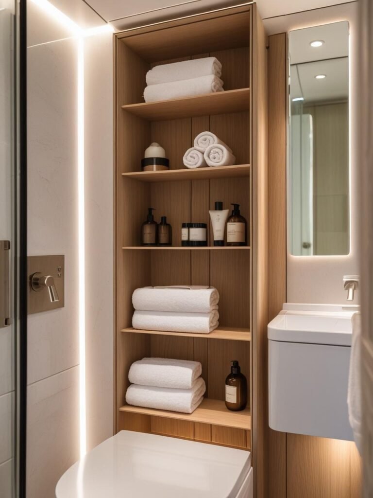 Vertical Storage to Maximize Space bathroom