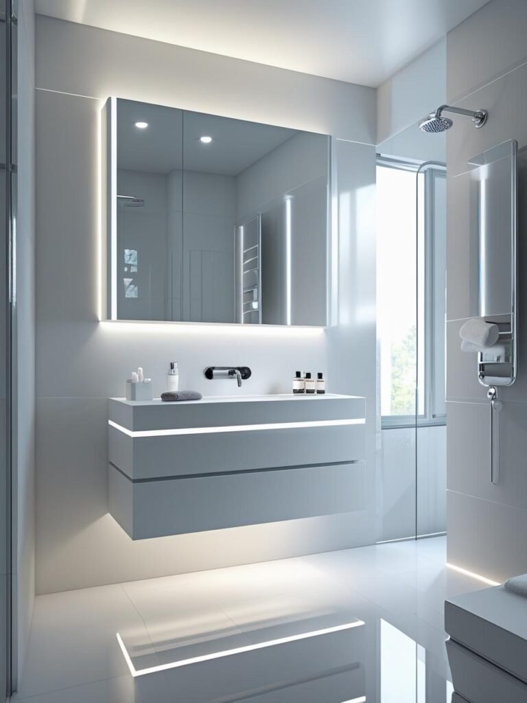 Install Floating Vanities for More Floor Room bathroom