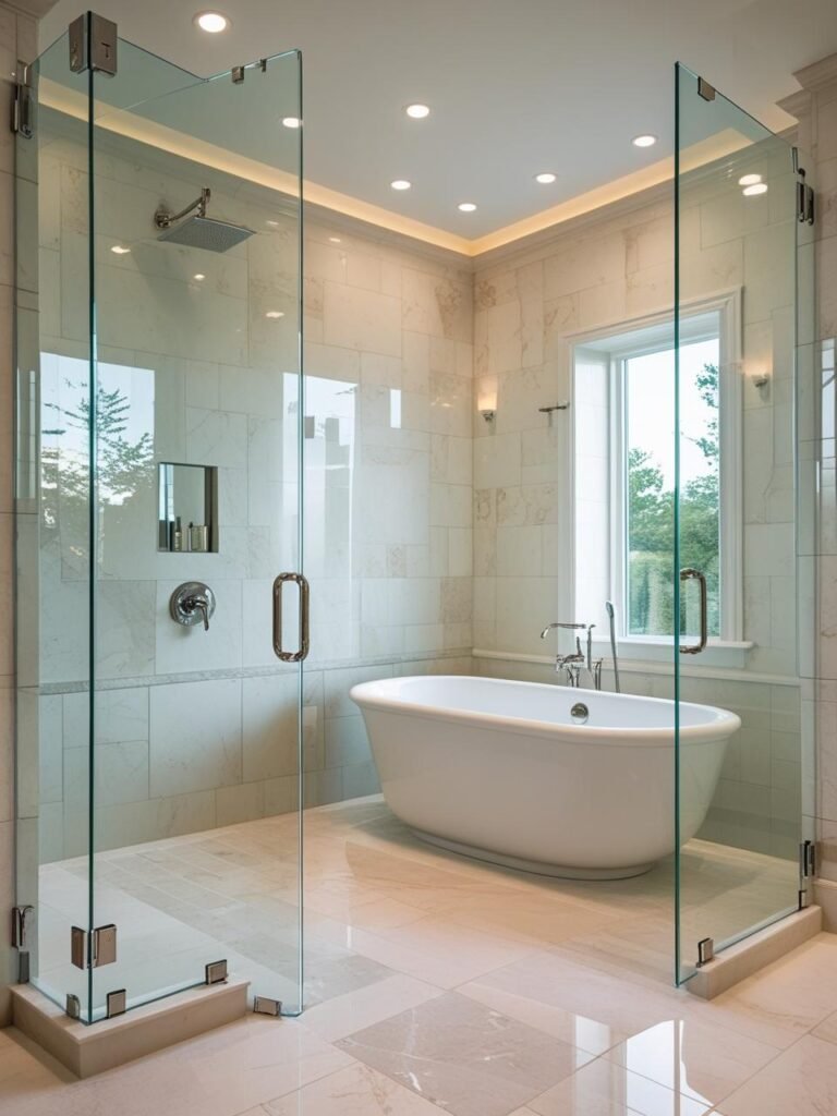 Glass Shower Doors Instead of Curtains bathroom