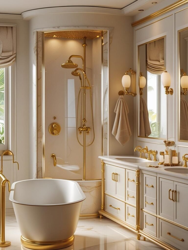 Incorporate Gold or Brass Fixtures bath room