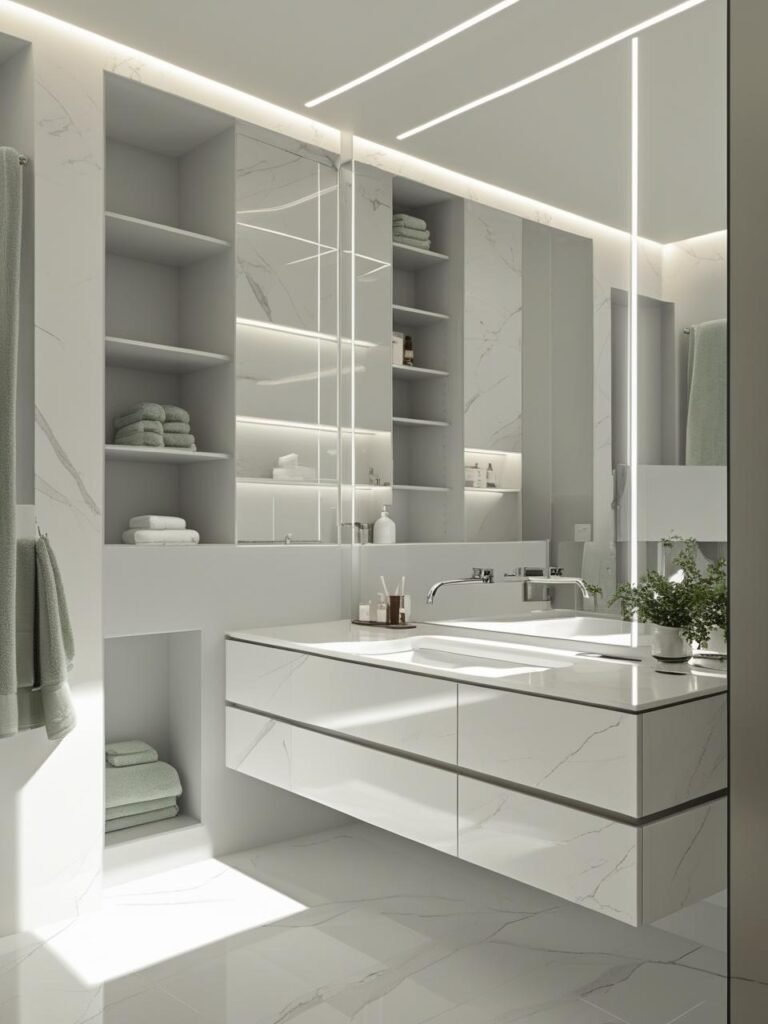 Minimalist with Hidden Storage bathroom