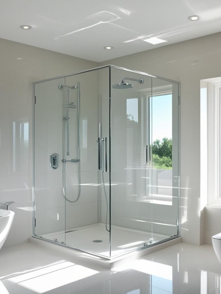 Frameless Glass Shower bathroom 