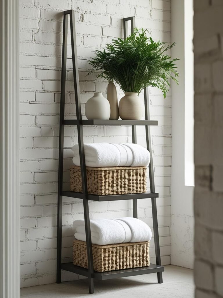 Ladder Shelf for Functional Minimalism bathroom
