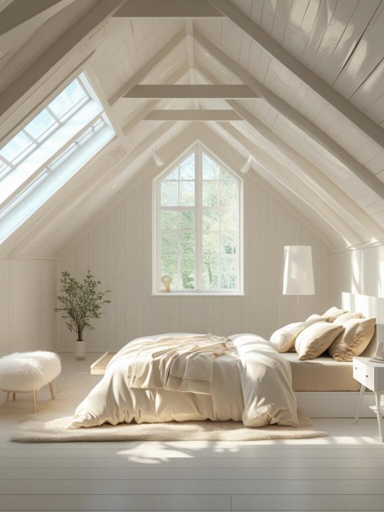 Whitewashed Sloped Ceiling