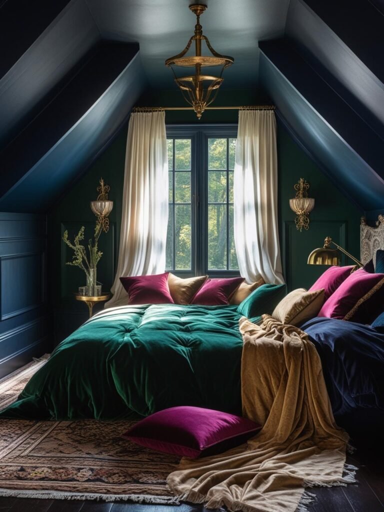 Moody Romance with Deep Walls attic room