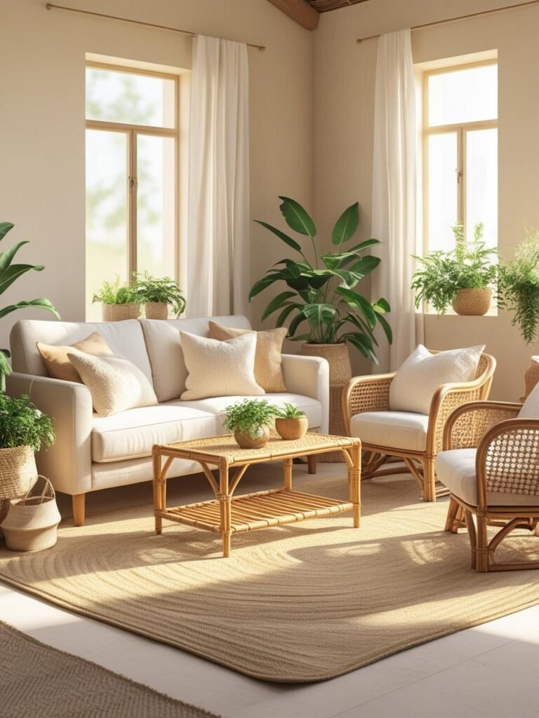 Neutral Base With Natural Textures living room
