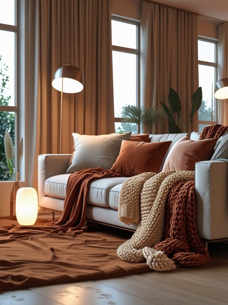 Layer Throws and Pillows for Instant Warmth living room