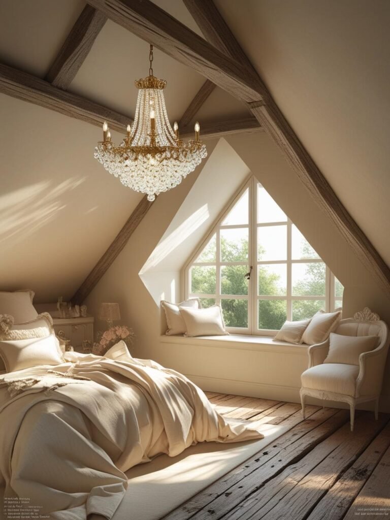 Crystal Chandelier That Sparkles in Sunlight attic room
