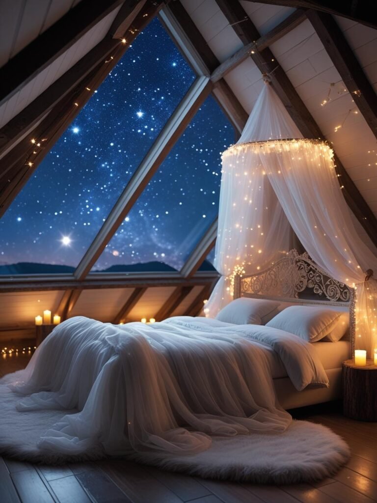 A romantic attic bedroom
