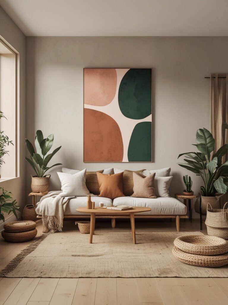 Statement Art With Earthy Tones living room