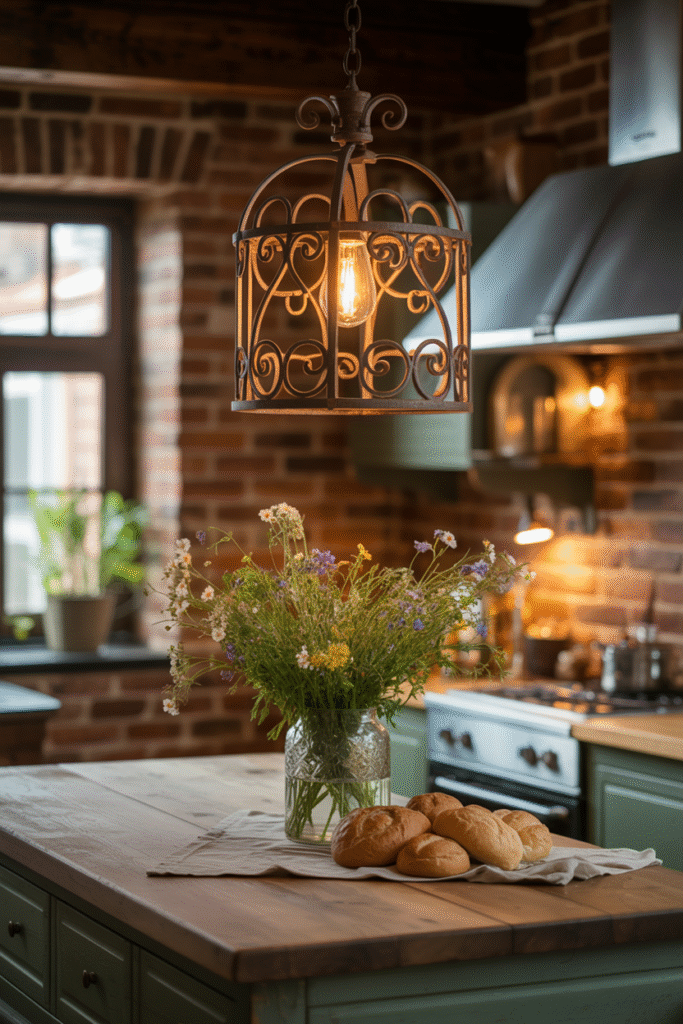 Pendant lights or warm-toned lamps make your kitchen inviting. 