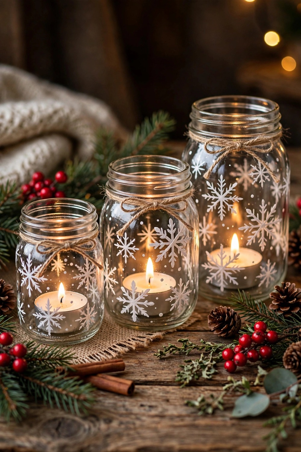Painted Mason Jar Candle Holders