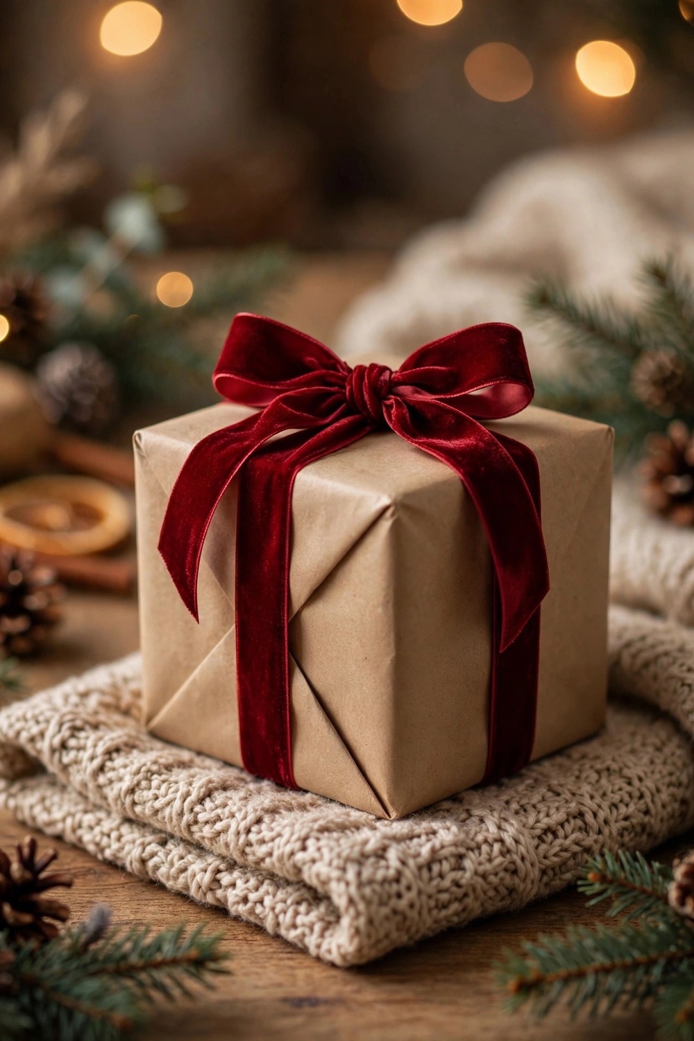 Kraft Paper with Velvet Ribbon