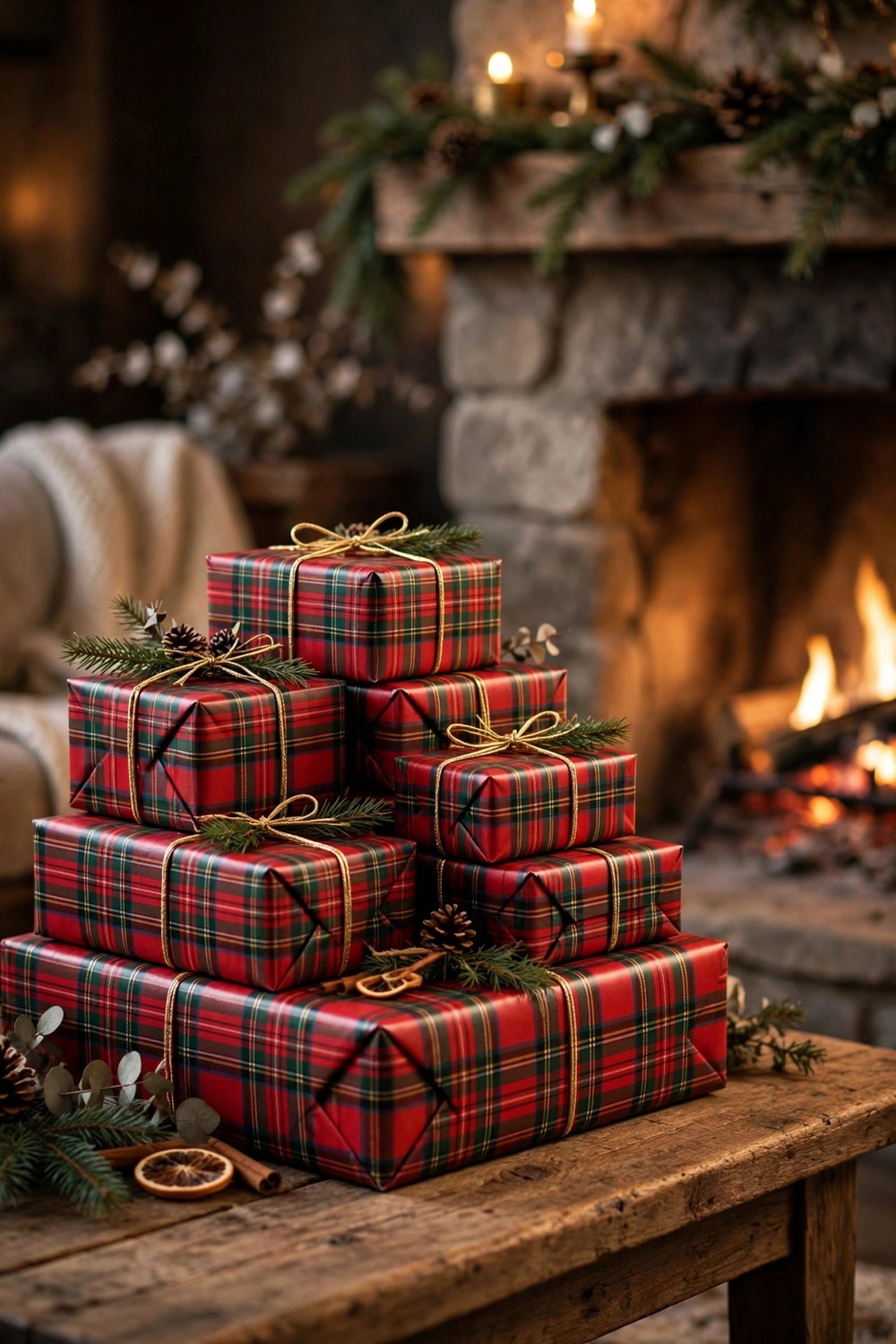 Plaid Wrapping Paper Set