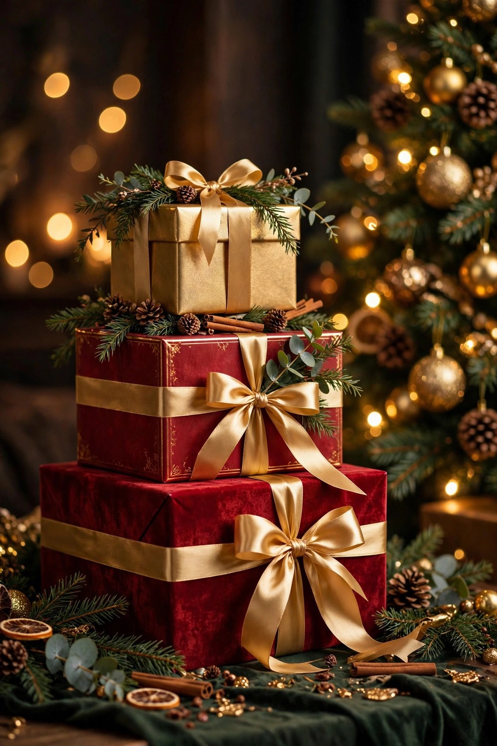 Red and Gold Gift Boxes Set
